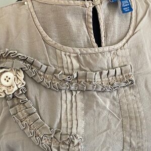 Naartjie Beige Long Sleeve Dress with Ruffle Detail